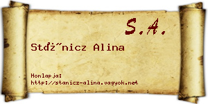 Stánicz Alina névjegykártya